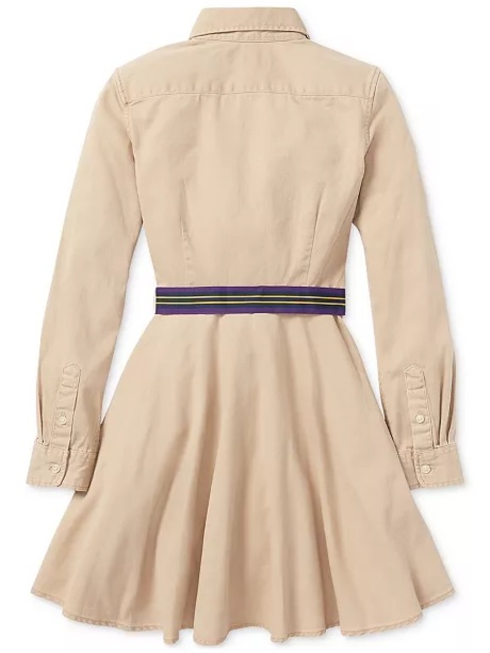 Polo Ralph Lauren Girls Belted Chino Shirtdress Khaki Size 6 - Picture 2 of 7